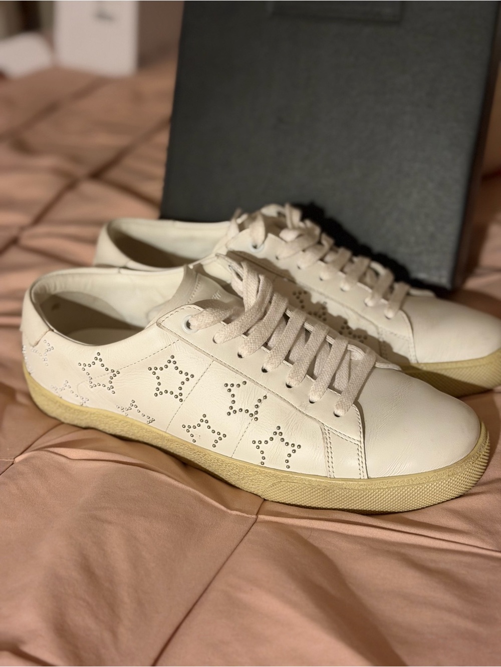 Saint Laurent Studded Star White Sneakers Shoes in size EU 39.5 / US 9.5